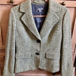 Ann Taylor Olive Tweed Blazer